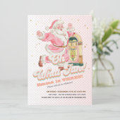 Oh wat leuk-roze Retro Santa thema meisje verjaard Kaart (Staand voorkant)