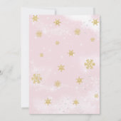 Oh wat leuk roze sneeuwvlok 1e verjaardag uitnodig aankondiging (Achterkant)