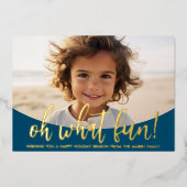 Oh Wat leuk script - Foto - Groen Blauw Botanisch Folie Feestdagenkaart (Voorkant)