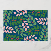 Oh Wat leuk script - Foto - Groen Blauw Botanisch Folie Feestdagenkaart (Achterkant)