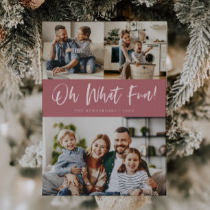 Oh Wat Leuk Script Kerst Foto Roze Feestdagenkaart
