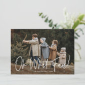 Oh wat leuk script Roos Taupe foto Feestdagenkaart (Staand voorkant)