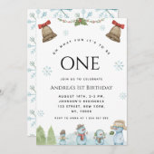 Oh wat leuk sneeuwman kerst 1e verjaardagsfeest kaart (Voorkant / Achterkant)