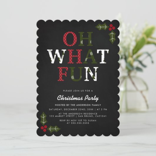 OH WAT LEUK Typografie & Kerstbomen | Feest Kaart (Staand voorkant)
