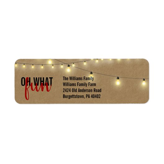 OH WAT LEUK Typografie Kraft String Lights Etiket (Voorkant)