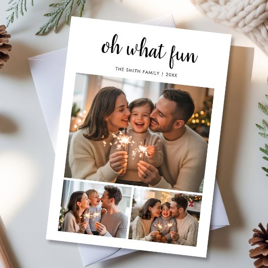 Oh wat leuk typografie script familie kerst foto feestdagenkaart
