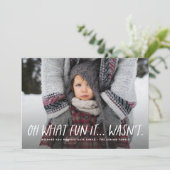 Oh wat leuk was het niet grappig rode kerst foto feestdagenkaart (Staand voorkant)