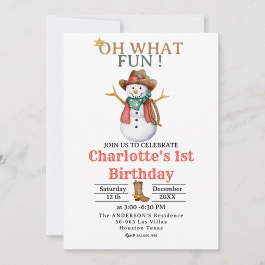 Oh wat leuk Western cowboy kerst 1e verjaardag Kaart (Voorkant)