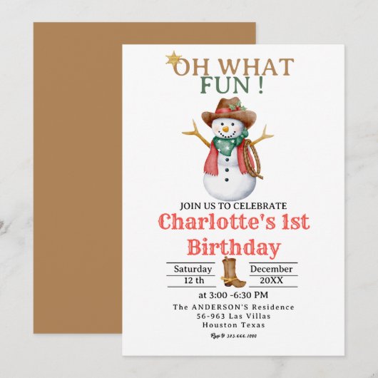 Oh wat leuk Western cowboy kerst 1e verjaardag Kaart (Voorkant / Achterkant)