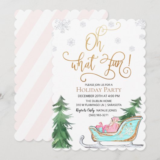Oh wat leuk Winter Kerstfeest Uitnodiging (Voorkant / Achterkant)