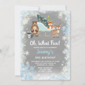 Oh wat leuk Woodland Animal Snowflakes Sleigh Kaart (Voorkant)