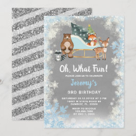 Oh wat leuk Woodland Animal Snowflakes Sleigh Kaart