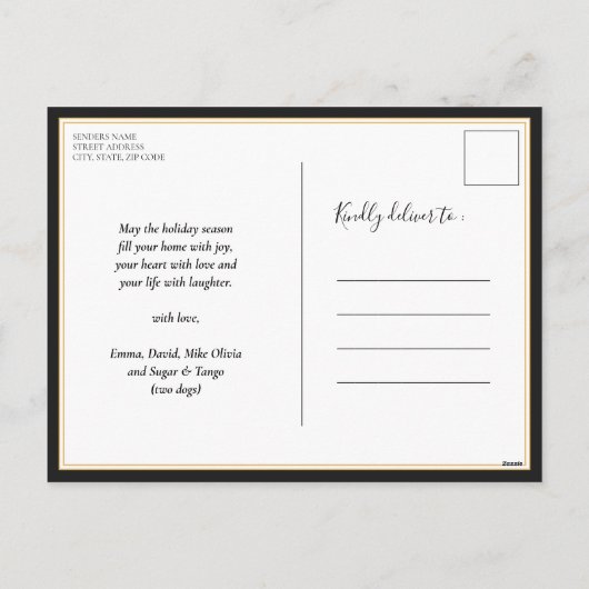 Oh wat leuk zwart kalligrafie sneeuwvlokken foto feestdagenkaart (Achterkant)