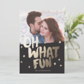 OH WAT LEUK zwarte foto kerst wenskaart Feestdagenkaart (Staand voorkant)