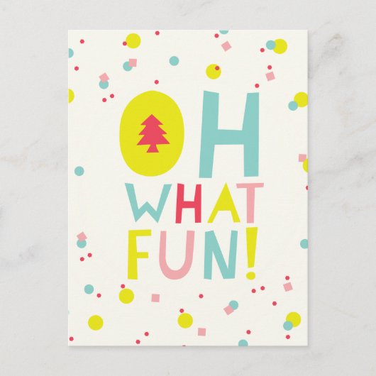 Oh wat vette kerstbomen kleurrijke Confetti Stippe Feestdagenkaart (Voorkant)