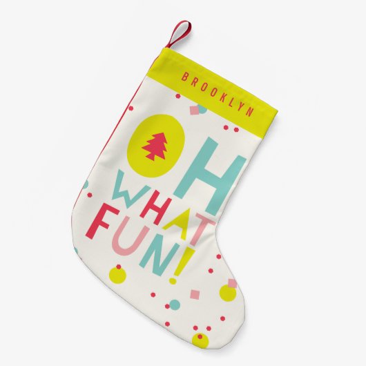 Oh wat vette kerstbomen kleurrijke Confetti Stippe Kleine Kerstsok (Voorkant (Hangend))