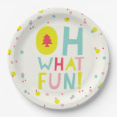 Oh wat vette kerstbomen kleurrijke Confetti Stippe Papieren Bordje (Voorkant)