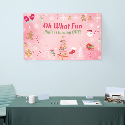 Oh, wat vun Birthday Banner Backdrop, roze (Beurs)