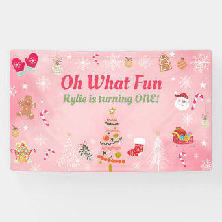 Oh, wat vun Birthday Banner Backdrop, roze