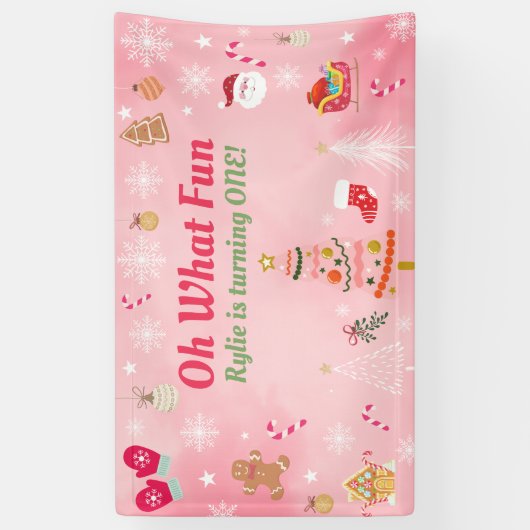 Oh, wat vun Birthday Banner Backdrop, roze (Verticaal)