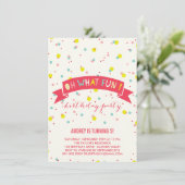 Oh wat vun Confetti kinderen Birthday party uitnod Kaart (Staand voorkant)