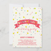 Oh wat vun Confetti kinderen Birthday party uitnod Kaart (Voorkant)