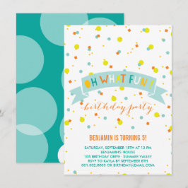 Oh wat vun Confetti kinderen Birthday party uitnod Kaart