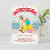 Oh wat vun Confetti kinderen Birthday party uitnod Kaart (Staand voorkant)