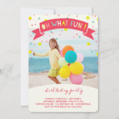 Oh wat vun Confetti kinderen Birthday party uitnod Kaart (Voorkant)