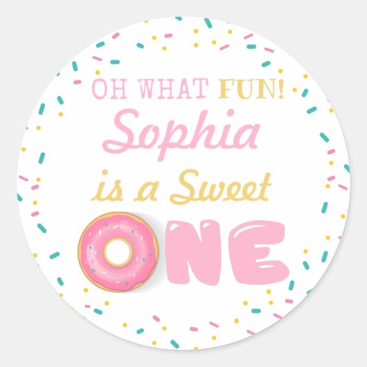 Oh, wat vun Donuts First Birthday Party Ronde Sticker (Voorkant)