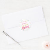 Oh, wat vun Donuts First Birthday Party Ronde Sticker (Envelop)
