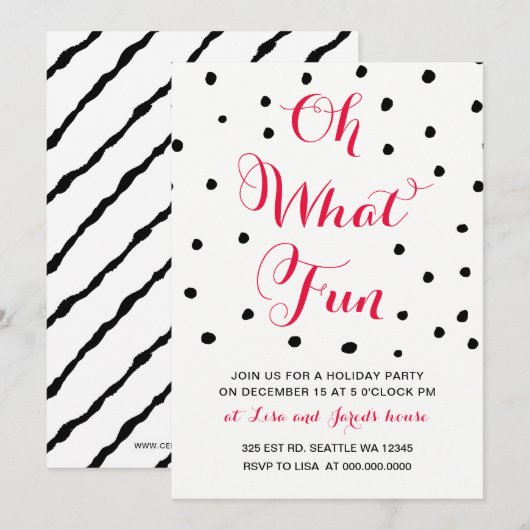 Oh welke uitnodigingen van de Fun Party (Voorkant / Achterkant)