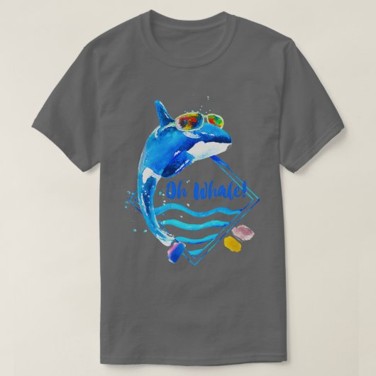 Oh Whale orca met een zonnebril grappig heldere co T-shirt (Design voorkant)