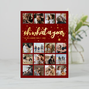 Oh What a Year Kerstfoto Folie Feestdagenkaart