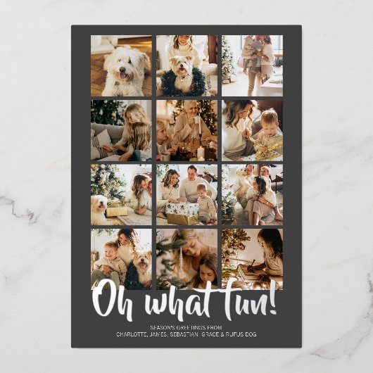 Oh What Fun 12 Photo Kerstfeestay Sason Folie Feestdagenkaart (Voorkant)