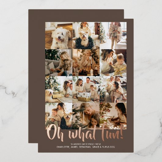 Oh What Fun 12 Photo Kerstfeestay Sason Folie Feestdagenkaart (Voorkant / Achterkant)