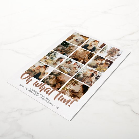 Oh What Fun 12 Photo Kerstfeestay Sason Folie Feestdagenkaart (Gedraaid)