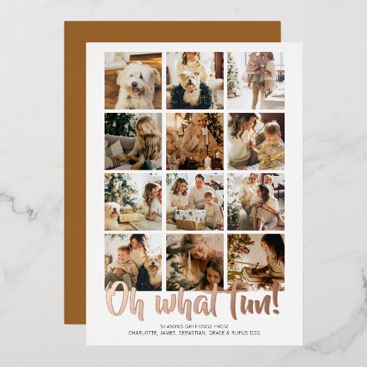 Oh What Fun 12 Photo Kerstfeestay Sason Folie Feestdagenkaart (Voorkant / Achterkant)