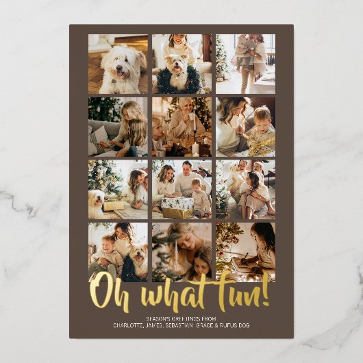 Oh What Fun 12 Photo Kerstfeestay Sason Folie Feestdagenkaart (Voorkant)