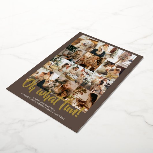 Oh What Fun 12 Photo Kerstfeestay Sason Folie Feestdagenkaart (Gedraaid)