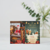 Oh What Fun 1st Birthday Photo Christmas Briefkaart (Staand voorkant)