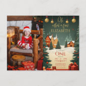 Oh What Fun 1st Birthday Photo Christmas Briefkaart (Voorkant)