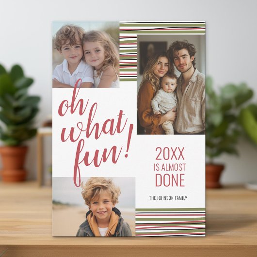 Oh What Fun - 20XX is bijna Gereed - rood 3 Foto Feestdagenkaart