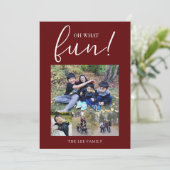 Oh What Fun 5 Foto van Collage Red Modern Christma Feestdagenkaart (Staand voorkant)