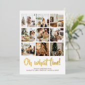 Oh What Fun 9 Photo Kerstfeestay Season Folie Feestdagenkaart (Staand Voorkant)