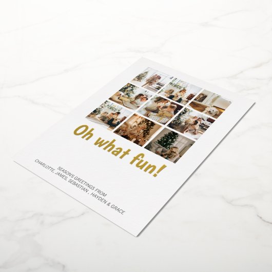 Oh What Fun 9 Photo Kerstfeestay Season Folie Feestdagenkaart (Gedraaid)