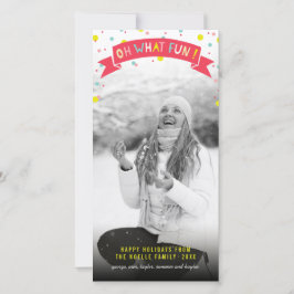 Oh What Fun Banner Colorful Confetti Stippen Foto Feestdagenkaart