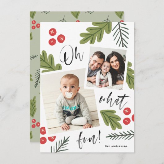 Oh What Fun Berry Snapshot Multi-Photo Aankondiging (Voorkant / Achterkant)