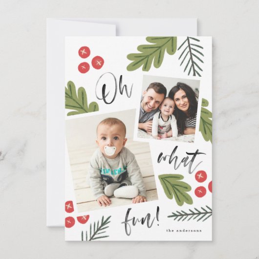 Oh What Fun Berry Snapshot Multi-Photo Aankondiging (Voorkant)