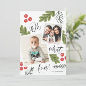 Oh What Fun Berry Snapshot Multi-Photo Feestdagenkaart (Staand voorkant)